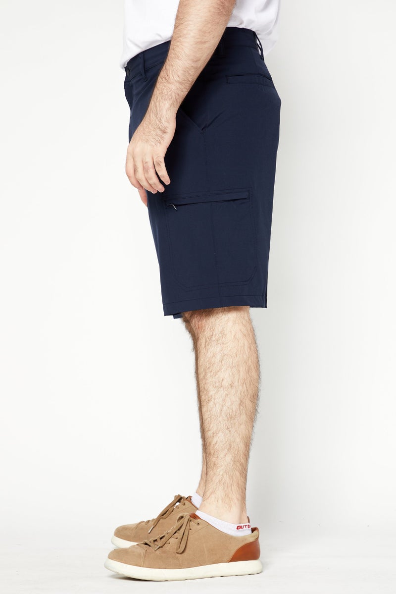 Chaps Men Sportswear Fit Plain 9 Inseam Training Shorts, Navy - Image 4